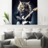 Tableau déco Chat Rockeur Musicien pop art