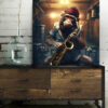 Tableau déco Singe saxophoniste musicien