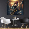 Tableau déco Singe saxophoniste musicien