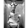 Tableau déco Girafe dans les WC toilettes fun design noir et blanc