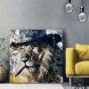 Tableau déco portrait lion cigare cowboy street art