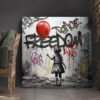 tableau deco la petite fille et le ballon rouge street art graffiti banksy