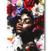 tableau deco portrait femme africaine fleurs peinture ethnique design