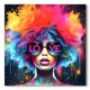 tableau deco portrait femme cheveux multicolores pop art design moderne