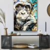 Tableau déco portrait singe graffiti street art