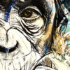 Tableau déco portrait singe graffiti street art