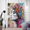 Tableau déco portrait femme gribouillage graffiti street art