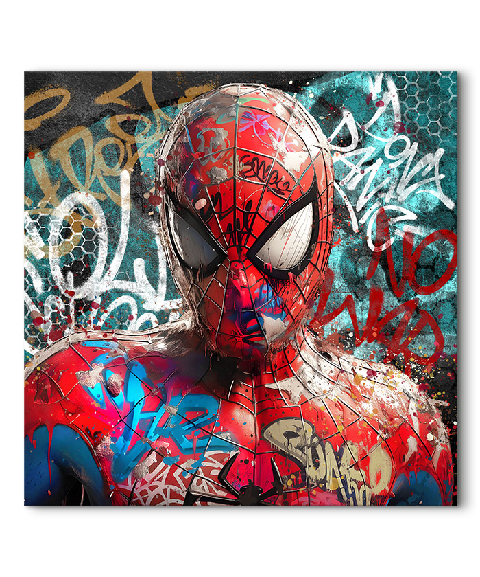 tableau deco Spiderman Trash graffiti Street art comics Marvel