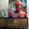 tableau deco Spiderman Trash graffiti Street art comics Marvel