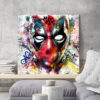 Tableau déco Deadpool aquarelle street art Marvel super héros comics