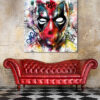 Tableau déco Deadpool aquarelle street art Marvel super héros comics