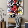 Tableau déco Deadpool aquarelle street art Marvel super héros comics
