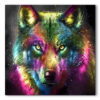 Tableau déco loup multicolore pop art peinture
