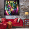 Tableau déco loup multicolore pop art peinture