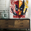 Tableau déco Deadpool vs Wolverine Marvel Pop Art graffiti street art