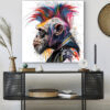 Tableau déco Singe punk rock Pop Art Multicolor rebelle murciano