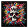 tableau deco pop art Crâne tete de mort explosion de couleurs