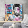 Tableau déco portrait Brad Pitt Fight Club Aquarelle Pop art