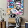 Tableau déco portrait Brad Pitt Fight Club Aquarelle Pop art
