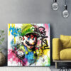Tableau déco Mario Bros Nintendo pop art aquarelle graffiti console de jeu