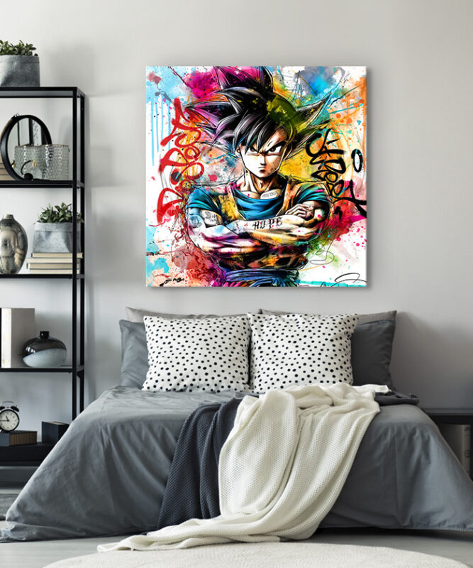 Tableau déco Dragon Ball Son Goku aquarelle pop art - Tableau Deco