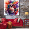 tableau deco Singe casque musique Pop Art Multicolor