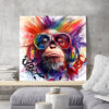 tableau deco Singe casque musique Pop Art Multicolor