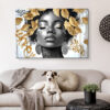 Tableau déco portrait femme africaine feuille d'or Street Art