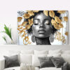 Tableau déco portrait femme africaine feuille d'or Street Art