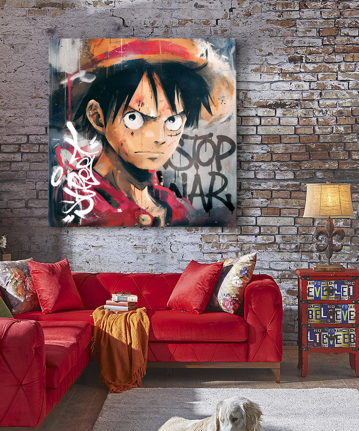 Tableau déco One Piece Luffy Mur street-art graffiti