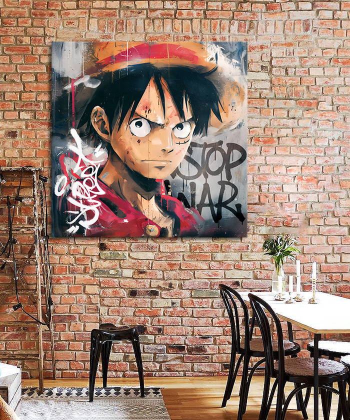 Tableau déco One Piece Luffy Mur street-art graffiti