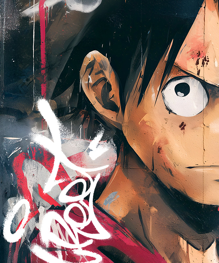 Tableau déco One Piece Luffy Mur street-art graffiti