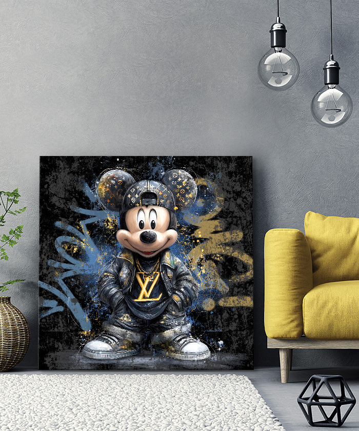 Tableau deco Mickey Mouse Louis Vuitton graffiti Street Art