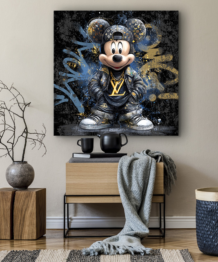 Tableau deco Mickey Mouse Louis Vuitton graffiti Street Art