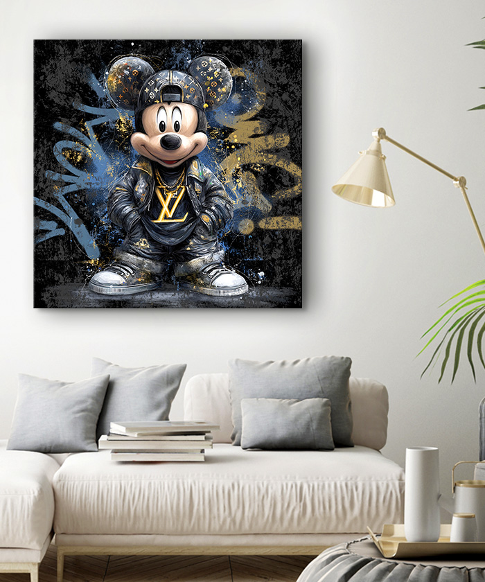 Tableau deco Mickey Mouse Louis Vuitton graffiti Street Art