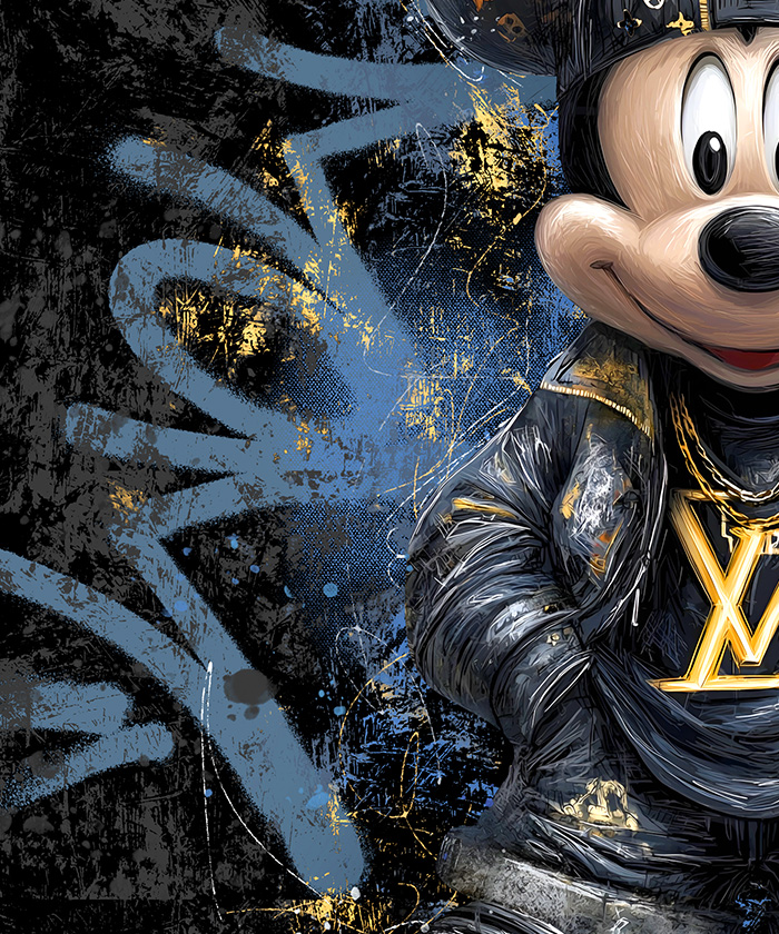 Tableau deco Mickey Mouse Louis Vuitton graffiti Street Art
