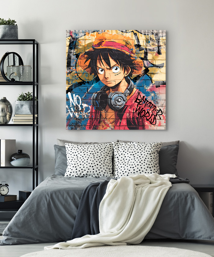 Tableau Luffy One Piece Mur street-art graffiti