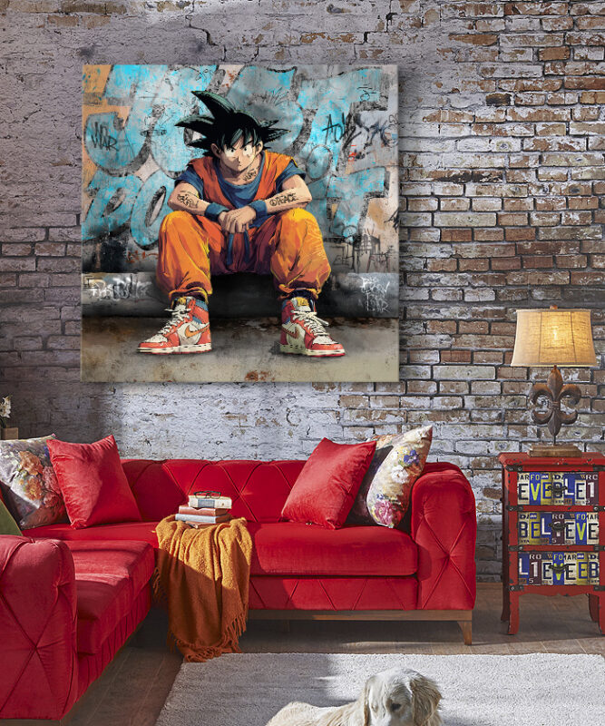 Tableau déco Dragon Ball Son Goku street art mur graffiti Nike ...