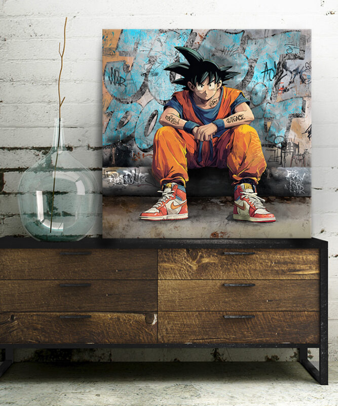 Tableau déco Dragon Ball Son Goku street art mur graffiti Nike ...