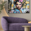 Tableau déco portrait femme asiatique Geisha Graffiti Street Art