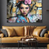 Tableau déco portrait femme asiatique Geisha Graffiti Street Art