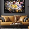 Tableau déco le grand braquage des cartoons toons bugs bunny picsou pikachu dollards billets