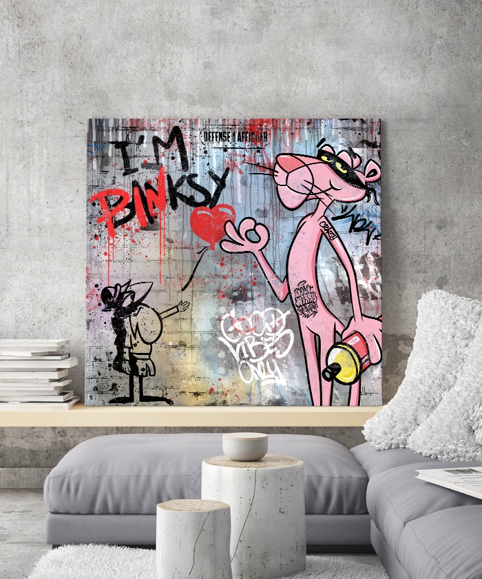 Tableau déco Panthère Rose Banksy Street-art Graffiti