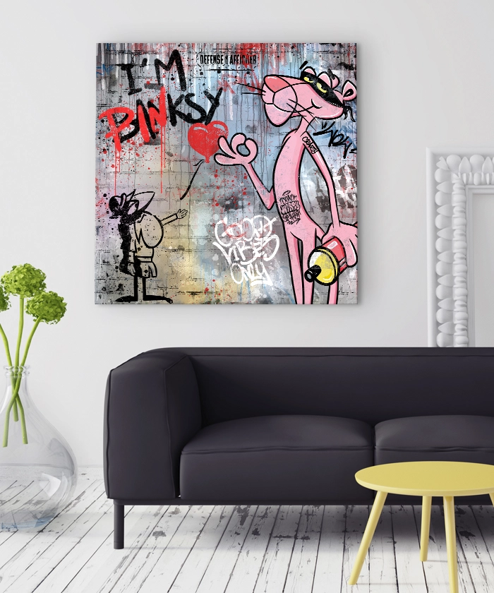 Tableau déco Panthère Rose Banksy Street-art Graffiti