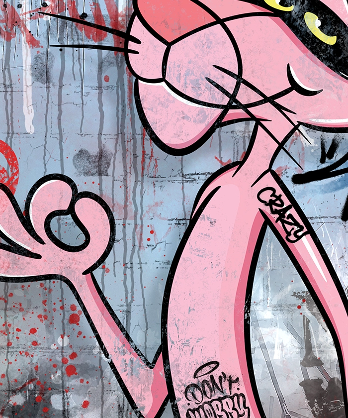 Tableau déco Panthère Rose Banksy Street-art Graffiti