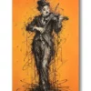 Tableau déco Charlie Chaplin Violoniste musicien Artiste peinture