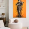 Tableau déco Charlie Chaplin Violoniste musicien Artiste peinture