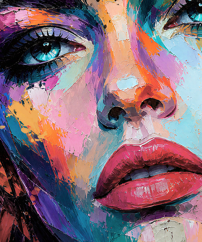 portrait visage femme sensuelle peinture huile moderne artiste