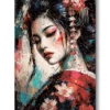 tableau portrait femme Geisha peinture couteau