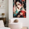 tableau portrait femme Geisha peinture couteau